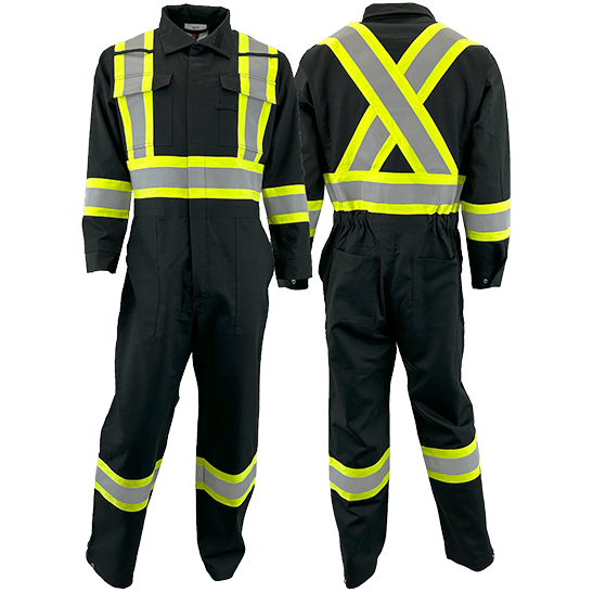 Atlas Guardian® Mens AR/FR Black 4" Stripe Coveralls 1074BLK
