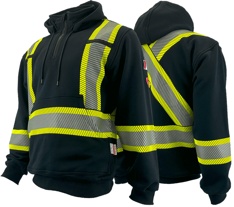 Atlas AR/FR Men's Black Pullover Hoodie w/4” Stripes 4014BLK – FR Atlas AR/FR Men's Black Pullover Hoodie w/4” Stripes 4014BLK – FR