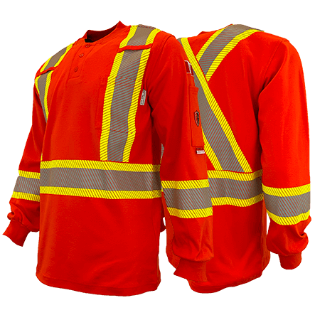 Atlas AR/FR Men's Orange 4" Striped Henley Shirt 4034OR