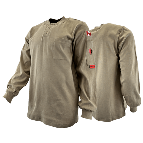 Atlas AR/FR Men's Khaki Henley Shirts 403KK – FR Supply Canada