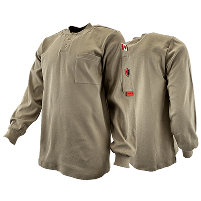 Atlas AR/FR Men's Khaki Henley Shirts 403KK