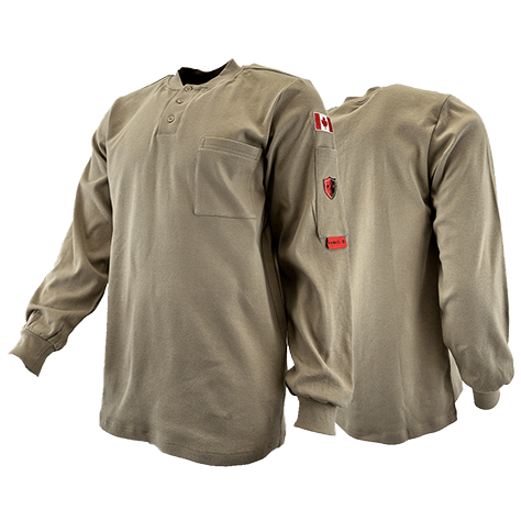 Atlas AR/FR Men's Khaki Henley Shirts 403KK