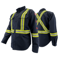 Atlas AR/FR Men's Navy 88/12 Striped Work Shirt 404STNB